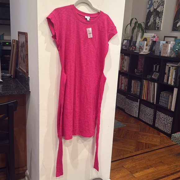 J. Crew Factory Knit tie-waist fuchsia hot pink dress small new with tags - Picture 5 of 10